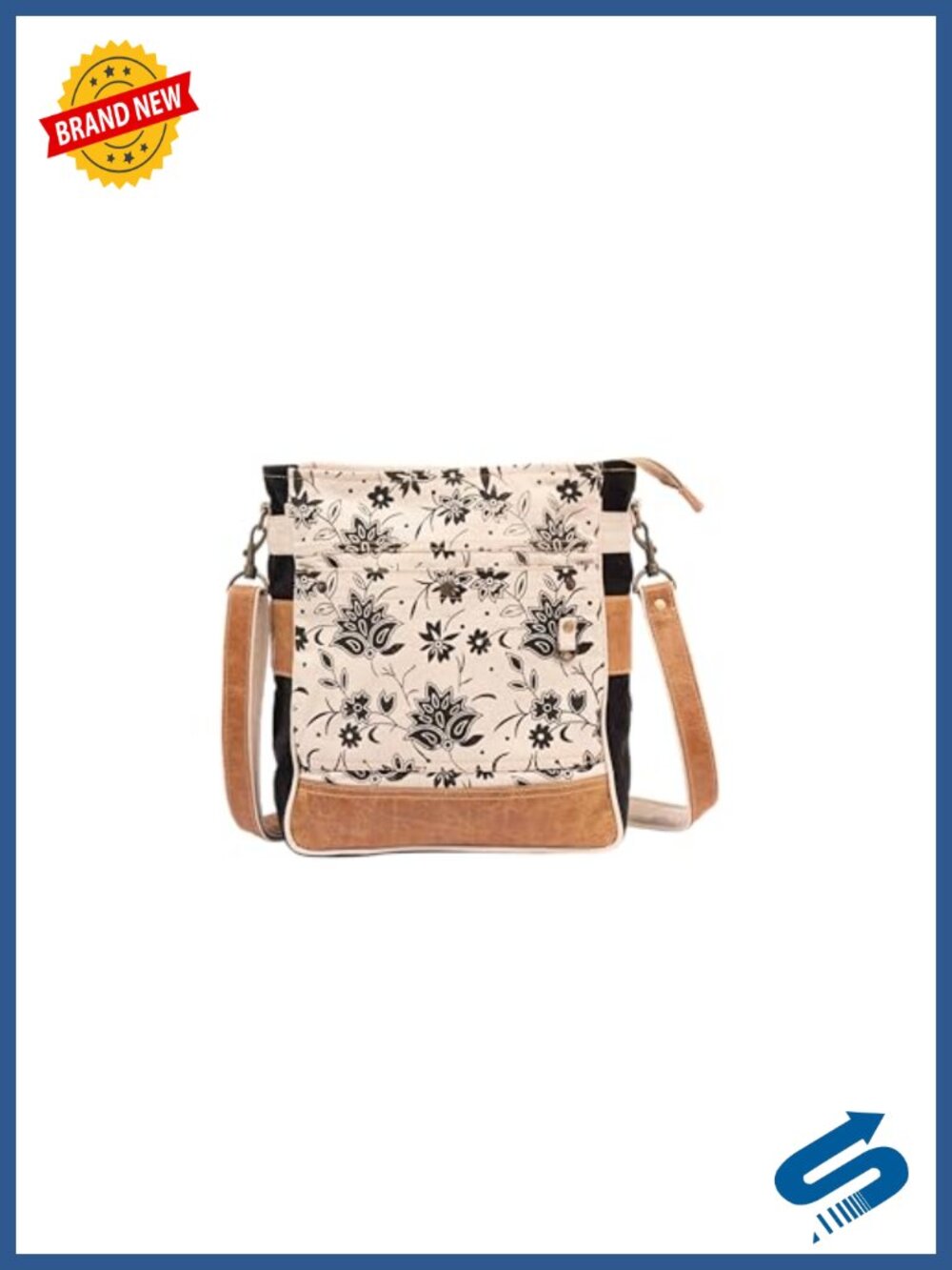 Canvas Hobo Shoulder Bag Women Upcycled Leather Strap Crossbody Purse Travel
